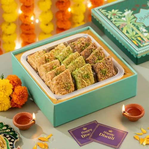 Delightful Emerald Kunafa Barfi Box