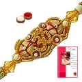 One Shree Rakhi with Roli Tika and Message Card