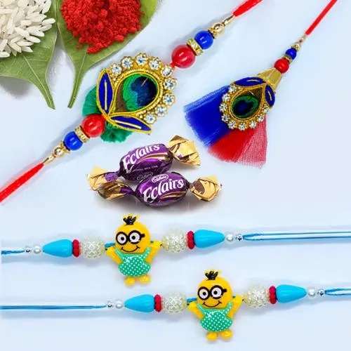 Exquisite Set of Family Rakhi with 2 Chocolates