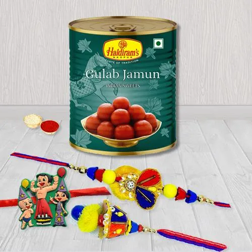 Classy Family Rakhi Set with Gulab Jamun from Haldiram